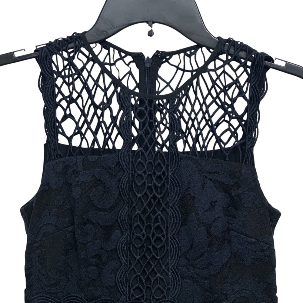 Antonio Melani Women's Size 0 Navy Blue Dress Midi Lace Sleeveless Lined Crochet - Picture 2 of 9